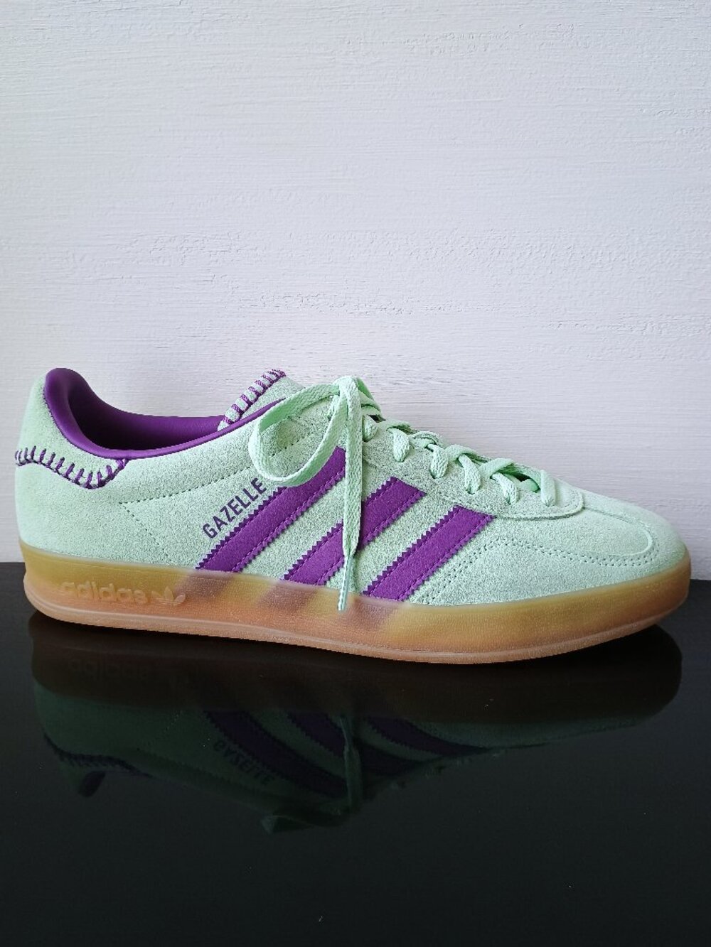 Adidas Women's Gazelle Indoor Sneaker in Sophisticated Elegance Rich Mauve/Green